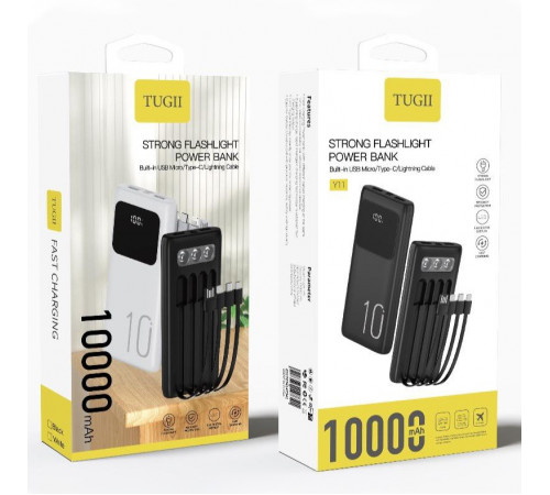 УМБ Power Bank WUW TUGI Y11 10000mAh 2.1A (with cable Type-C+Micro+Lightning+USB) з ліхтарем