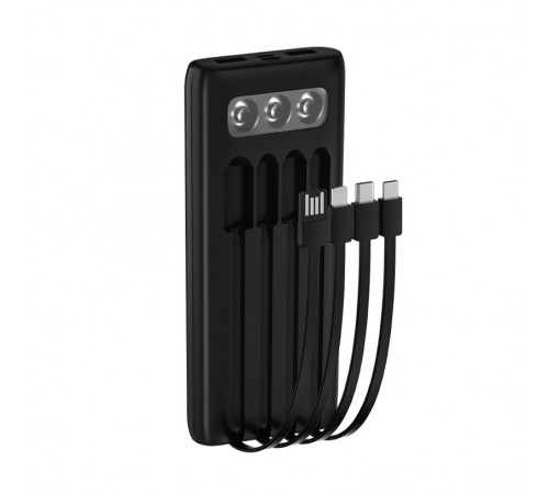 УМБ Power Bank WUW TUGI Y11 10000mAh 2.1A (with cable Type-C+Micro+Lightning+USB) з ліхтарем