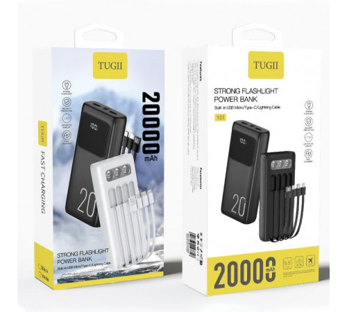 УМБ Power Bank WUW TUGI Y21 20000mAh 2.1A (with cable Type-C+Micro+Lightning+USB) з ліхтарем