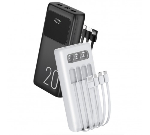 УМБ Power Bank WUW TUGI Y21 20000mAh 2.1A (with cable Type-C+Micro+Lightning+USB) з ліхтарем