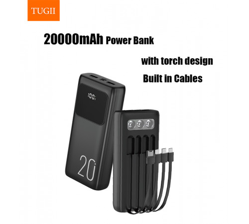 УМБ Power Bank WUW TUGI Y21 20000mAh 2.1A (with cable Type-C+Micro+Lightning+USB) з ліхтарем