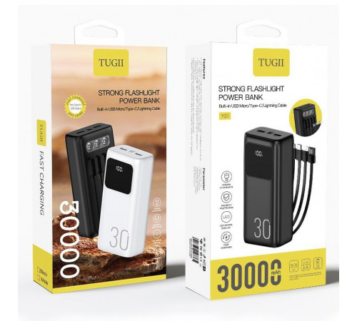 УМБ Power Bank WUW TUGI Y31 30000mAh 2.1A (with cable Type-C+Micro+Lightning+USB) з ліхтарем