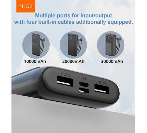 УМБ Power Bank WUW TUGI Y31 30000mAh 2.1A (with cable Type-C+Micro+Lightning+USB) з ліхтарем