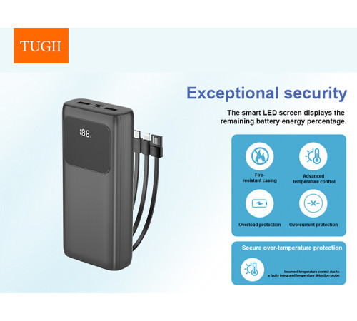 УМБ Power Bank WUW TUGI Y31 30000mAh 2.1A (with cable Type-C+Micro+Lightning+USB) з ліхтарем