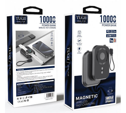 УМБ Power Bank WUW TUGII Y04W 10000mAh PD22.5W з бездротовою зарядкою (with cable Type-C to Type-C) + Watch charger