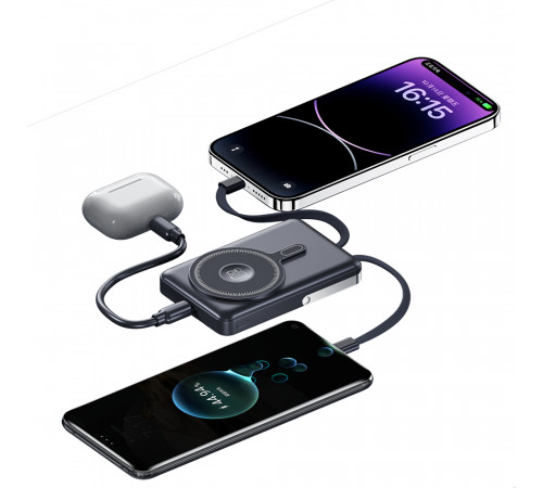 УМБ Power Bank WUW TUGII Y05W 10000mAh PD22.5W з бездротовою зарядкою (with cable Type-C+Lightning) + Watch charger та підставкою