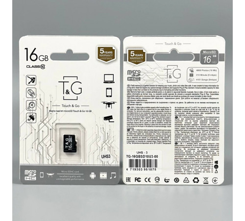 Карта пам'яті T&G 16Gb (UHS-3) 10 Class без адаптера