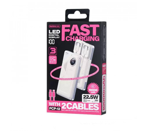 УМБ Power Bank Remax FCP-12 10000mAh PD20W+22.5W (with cable Type-C+Lightning)