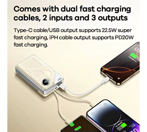 УМБ Power Bank Remax FCP-12 10000mAh PD20W+22.5W (with cable Type-C+Lightning)