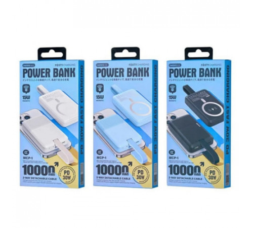 УМБ Power Bank Remax MCP-1 Removable 10000mAh PD30W з бездротовою зарядкою (with cable Type-C+Lightning)