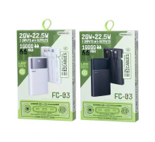 УМБ Power Bank Remax FC-03 10000mAh PD20W+22.5W (with cable Type-C+Lightning+USB)