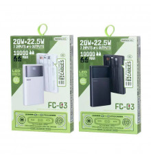 УМБ Power Bank Remax FC-03 10000mAh PD20W+22.5W (with cable Type-C+Lightning+USB)