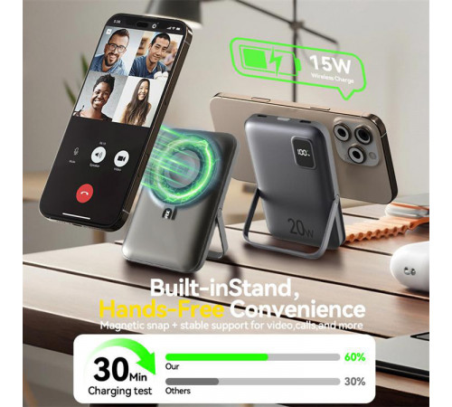 УМБ Power Bank Remax RPP-695 10000mAh PD20W+22.5W з бездротовою зарядкою та підставкою