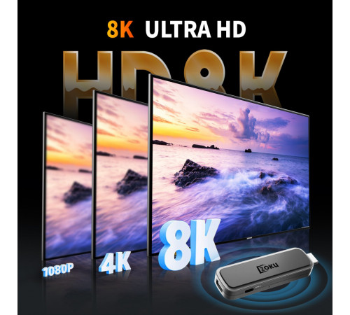 Android TV Stick Zoku H2 Pro Plus 8K WiFi 6G+BT5.4, Android 14.0 (4Gb+64Gb)
