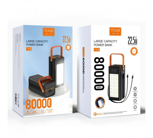 УМБ Power Bank WUW TUGI Y108 80000mAh PD22.5W (with cable Type-C+Lightning)