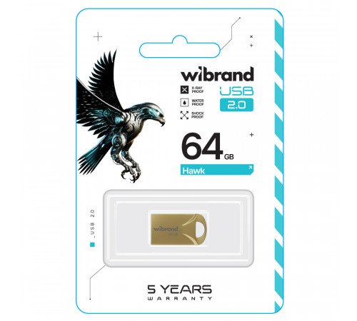 Флеш-накопичувач Wibrand USB 2.0 Hawk 64Gb Gold (WI2.0/HA64M1G)
