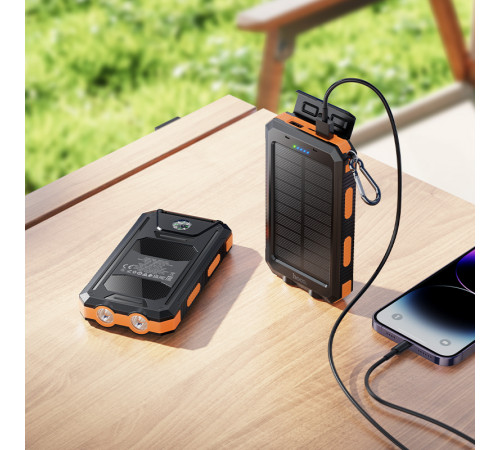 УМБ Power Bank Hoco J164 Platinum 8000mAh 2A (з ліхтарем, компасом, сонячною панеллю)