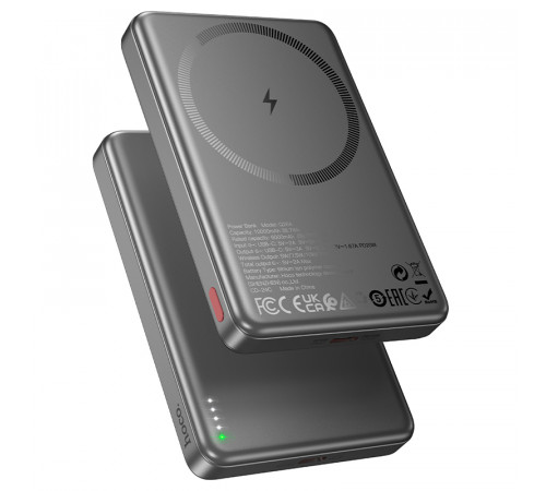 Зовнішній акумулятор HOCO Q26A Joy PD20W magnetic fast charging power bank(10000mAh) metal gray (6942007624053)