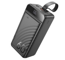Зовнішній акумулятор HOCO J123C Element 22.5W+PD20W fully compatible power bank with digital display(60000mAh) Black (6942007612098)