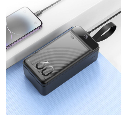 Зовнішній акумулятор HOCO J123C Element 22.5W+PD20W fully compatible power bank with digital display(60000mAh) Black (6942007612098)