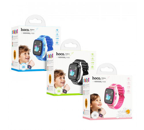 Дитячий cмарт-годинник Hoco Y100 36mm. SIM 2G. 400 mAh. IP65 Black (6942007625623)