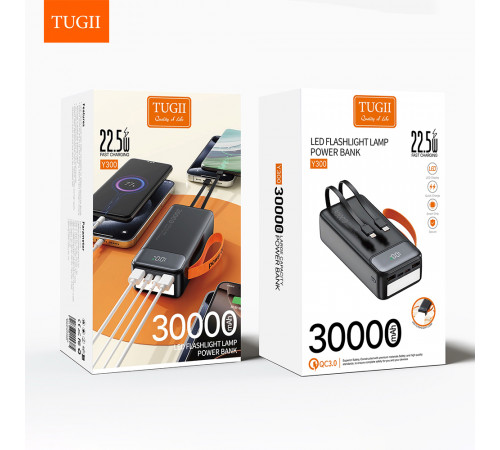 УМБ Power Bank TUGII WUW Y300 30000mAh PD22.5W+QC3.0 (with cable Type-C+Lightning) з ліхтарем