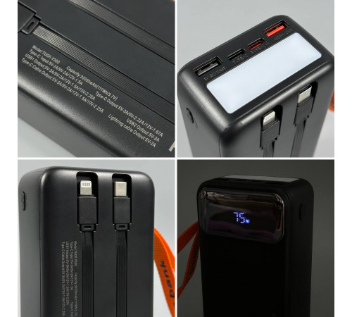 УМБ Power Bank TUGII WUW Y300 30000mAh PD22.5W+QC3.0 (with cable Type-C+Lightning) з ліхтарем