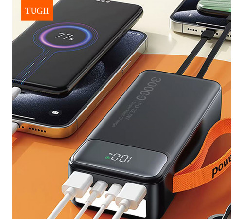 УМБ Power Bank TUGII WUW Y300 30000mAh PD22.5W+QC3.0 (with cable Type-C+Lightning) з ліхтарем