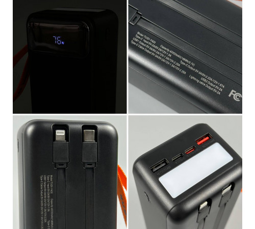 УМБ Power Bank TUGII WUW Y400 40000mAh PD22.5W+QC3.0 (with cable Type-C+Lightning) з ліхтарем