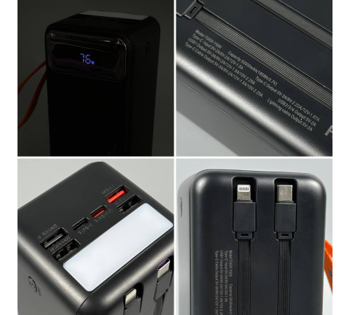 УМБ Power Bank TUGII WUW Y500 500000mAh PD22.5W+QC3.0 (with cable Type-C+Lightning) з ліхтарем