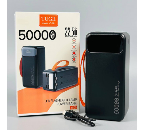УМБ Power Bank TUGII WUW Y500 500000mAh PD22.5W+QC3.0 (with cable Type-C+Lightning) з ліхтарем