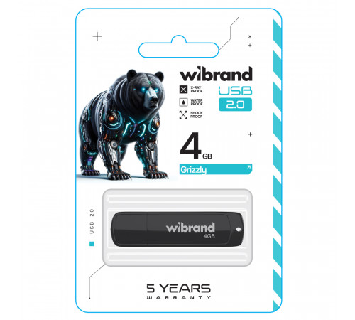 Флеш-накопичувач Wibrand USB 2.0 Grizzly 4Gb Black (WI2.0/GR4P3B)
