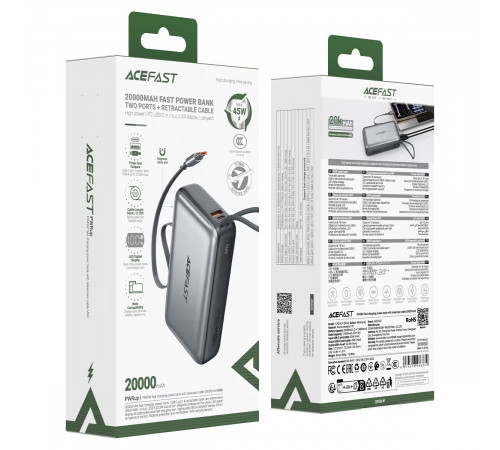 УМБ Power Bank AceFast M34 20000mAh PD45W (with cable Type-C)