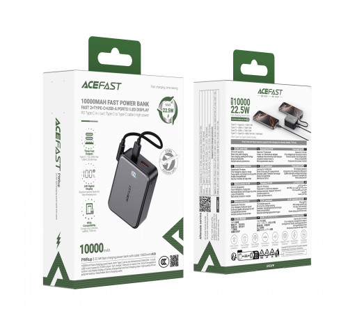 УМБ Power Bank AceFast  M28 10000mAh 22.5W (with cable Type-C to Type-C)