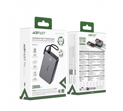 УМБ Power Bank AceFast  M29 20000mAh 22.5W (with cable Type-C to Type-C)