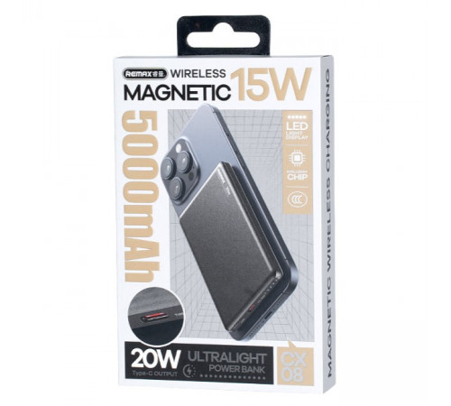 УМБ Power Bank Remax CX08 5000mAh PD20W з бездротовою зарядкою