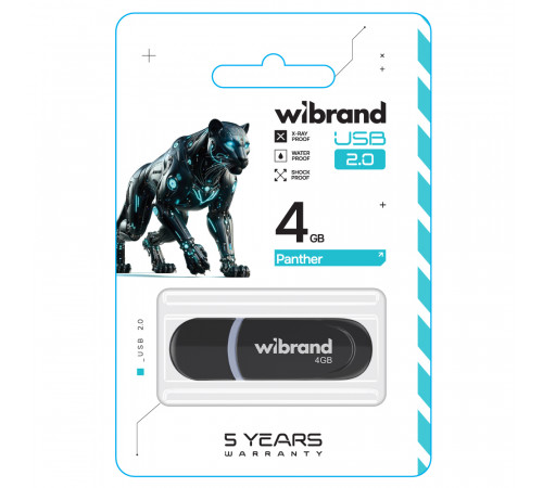 Флеш-накопичувач Wibrand USB 2.0 Panther 4Gb Black (WI2.0/PA4P2B)