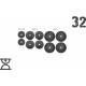 32 кг (4x5, 4х2.5, 2x1.25) дисков, покрытых пластиком (31 мм)