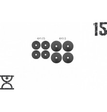 15 кг (4x1,25 та 4x2.5) дисків, покритих пластиком (31 мм)