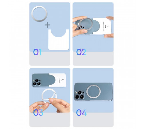 Пластина для магнітного тримача Baseus Halo Series Magnetic Metal Ring（2pcs/pack）Silver (PCCH000012)