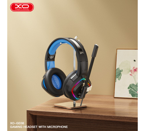 Навушники XO GE-08 Static RGB Long Game USB+Dual 3.5mm з мікрофоном