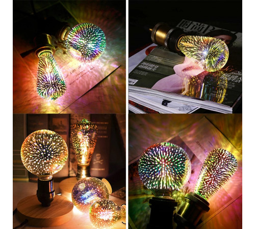Світлодіодна лампа A60 LED 3D-феєрверк кольорова E27