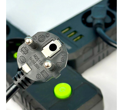 Мережевий подовжувач UA Power F43U 3USB 3 розетки 2m