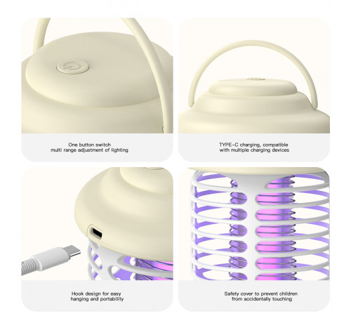 Лампа XO YH10 2в1 світло+захист від комах 1200mA (Charging Edition)