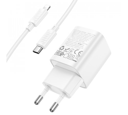 Мережевий зарядний пристрій Hoco C149A Charm PD30W+QC3.0 Type-C to Lightning