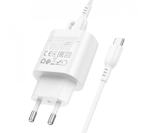 Мережевий зарядний пристрій Borofone BA82A Platinum PD25W Type-C to Type-C