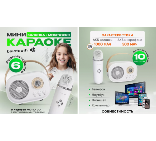 Караоке Дитяча караоке колонка з мікрофоном блютуз 237 (40)