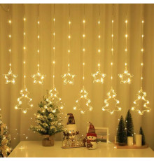 Гірлянда Штора 10 Тепла Usb ЗІРКИ+ ОЛЕНЬ SF-43 код-3599 (50)