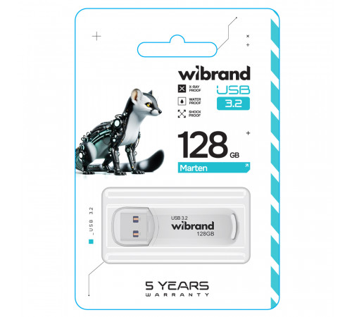 Флеш-накопичувач Wibrand USB 3.2 Gen1 Marten 128GB White (WI3.2/MA128P10W)