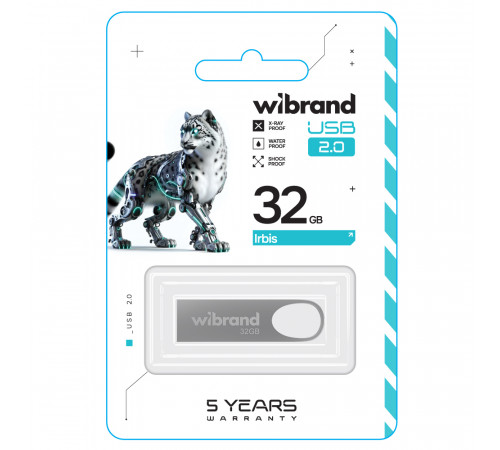 Флеш-накопичувач Wibrand USB 2.0 Irbis 32Gb Silver (WI2.0/IR32U3S)